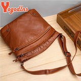 Vintage Soft PU Leather Shoulder Bag Female Zipper Messenger Handbag