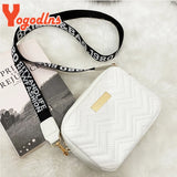 Wave Embroidery Thread Square Bag For Women PU Leather Shoulder Bag