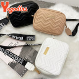 Wave Embroidery Thread Square Bag For Women PU Leather Shoulder Bag
