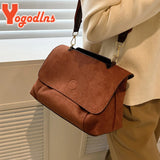 Winter Frosted Leather Shoulder Bag Female Flap Crossbody Bag