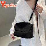 Winter Frosted Leather Shoulder Bag Female Flap Crossbody Bag