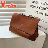 Winter Frosted Leather Shoulder Bag Female Flap Crossbody Bag