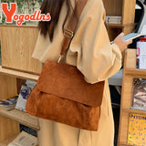 Winter Frosted Leather Shoulder Bag Female Flap Crossbody Bag