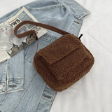 Winter Plush Bag Small Shoulder Handbag Fluffy Fur Crossbody Clutch