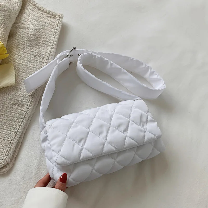 Winter Rhombus Space Cotton Padded Shoulder Bag Female Flap Down Crossbody