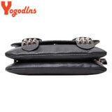Women Leather Messenger Bags Skull Rivets Shoulder Bags
