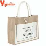 Women Canvas Tassel Handbags Shoulder Bags High Capacity Linen