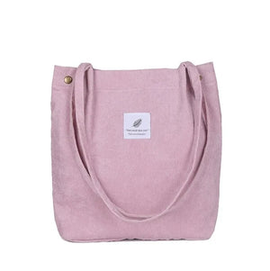 Women Corduroy Shoulder Bag Cotton Canvas Big Casual Female Eco Crossbody Bag