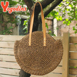 Women Large Straw Shoulder Bag Tassel Beach Handbag