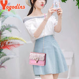 Women Sequin Love Shape Lock Shoulder Bag Chain Flap Bag