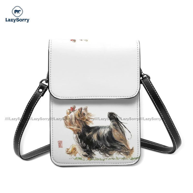 Yorkshire Terrier Shoulder Bag Dog Lover Shopping Leather Mobile Phone Bag