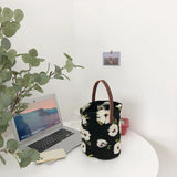 Winter Plush Flower Lunch Bag Casual Shoulder Embroidery Handbag
