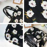 Winter Plush Flower Lunch Bag Casual Shoulder Embroidery Handbag