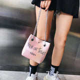 Bright Small Bag European American Printing Chain Shoulder Messenger Bucket Moth