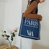 Canvas Cotton Print Zipper Shopping Bags Girls Casual Handbag