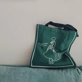 Canvas Cotton Print Zipper Shopping Bags Girls Casual Handbag