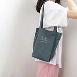 Embroidered Eco Reusable Foldable Shoulder Bag Cotton Tote Pack for Women