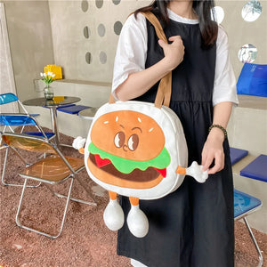 Hamburger Shoulder Bag Large-capacity Canvas Casual Shopping