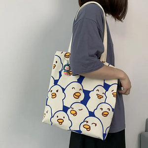 Japanese Ducks Print Tote Bag for Women Eco Shoulder Bags