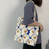 Japanese Ducks Print Tote Bag for Women Eco Shoulder Bags