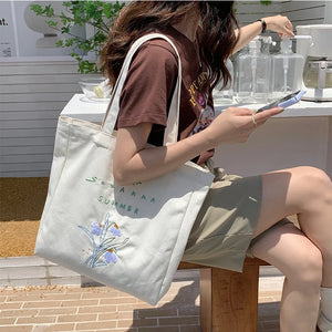 Women's Canvas Tote Bag Handbag Shopping Printed Reusable Fabric Girls