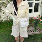 Mini Canvas Smiley Cross Body Bag for Women Girls
