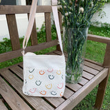 Mini Canvas Smiley Cross Body Bag for Women Girls