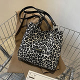 Leopard Shoulder Bag Reusable Shopping Bags Underarm Pack Casual Tote