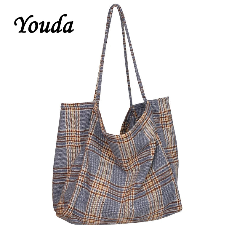 Large Capacity Plaid Shoulder Bag Vintage Wild Bags