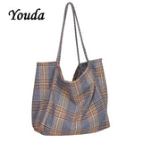 Large Capacity Plaid Shoulder Bag Vintage Wild Bags