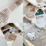 Corduroy Shoulder Bag Bunny Pattern Plush Large Capacity Tote Bag
