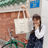 Large Capacity Canvas Shoulder Bag Zipper Casual Handbag Girls Shopping Bag