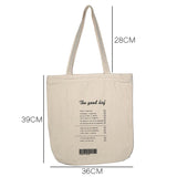 Large Capacity Canvas Shoulder Bag Zipper Casual Handbag Girls Shopping Bag