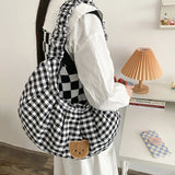 Casual Shoulder Bag with Bear Pattern