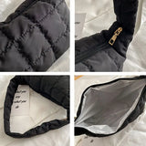 Lattice Pattern Shoulder Bags Space Cotton Handbag Women Small Fluffy Tote Pack