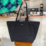 Lattice Double-sided Shoulder Bag Student Book Shopping Handbag