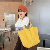 Lattice Double-sided Shoulder Bag Student Book Shopping Handbag