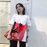 Transparent High Capacity Shoulder Bag Street Student Handbag