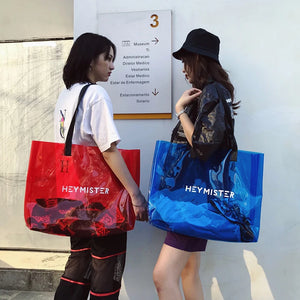 Transparent High Capacity Shoulder Bag Street Student Handbag