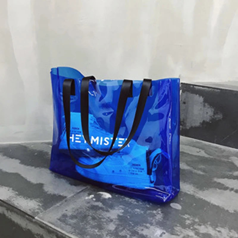 Transparent High Capacity Shoulder Bag Street Student Handbag