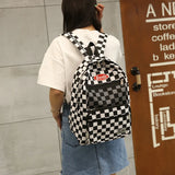 Casual Plaid Backpack Wind Style Student Shoulder Bag
