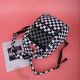 Casual Plaid Backpack Wind Style Student Shoulder Bag