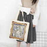 Niche Painting Literary Style Canvas Bag Large Capacity Shoulder Bag