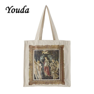Niche Painting Literary Style Canvas Bag Large Capacity Shoulder Bag