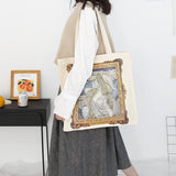 Niche Painting Literary Style Canvas Bag Large Capacity Shoulder Bag