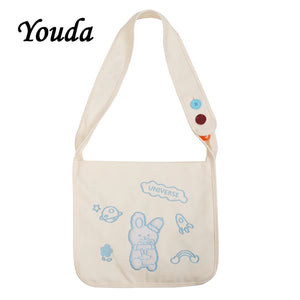 Classic Women Canvas Crossbody Bags for Ladies Casual Style Handbag
