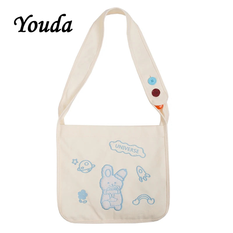 Classic Women Canvas Crossbody Bags for Ladies Casual Style Handbag