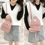Pu Solid Mini Rhombus Backpack for Women and Girls