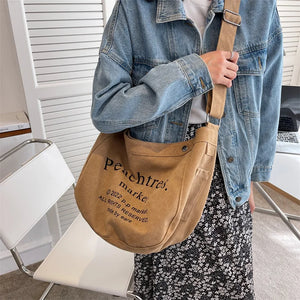 Retro Canvas Bag Women Casual Messenger Style Dumpling Shoulder Bags