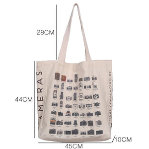 Vintage Canvas Tote Bag Classic Print Women's Shoulder Handbag